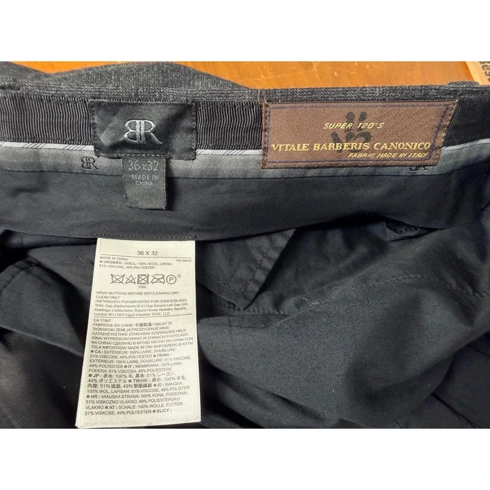Banana Republic Dress Pants Mens 36x32 Gray Plaid Vitaler Barberis Canonico Wool